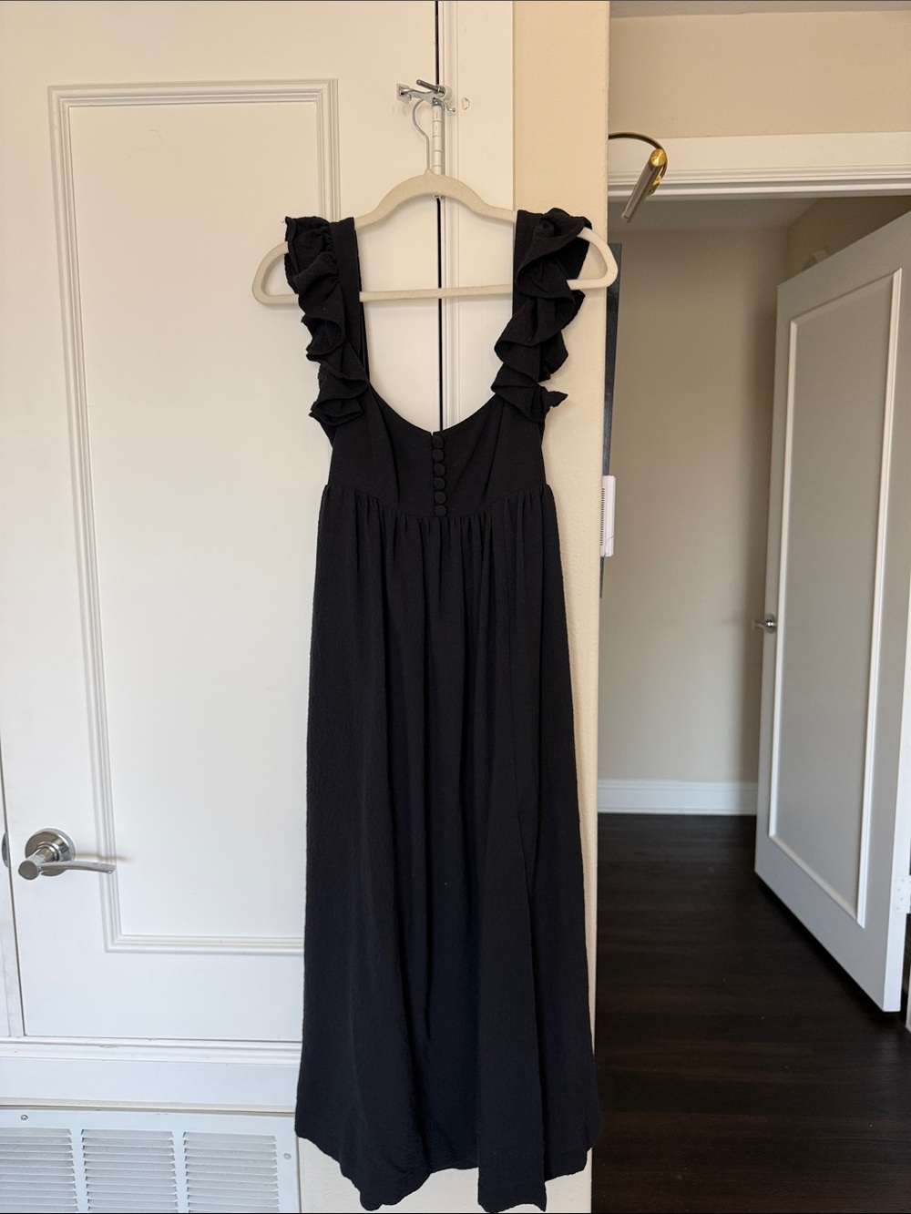 LPA Black Ruffle Strap Maxi Dress